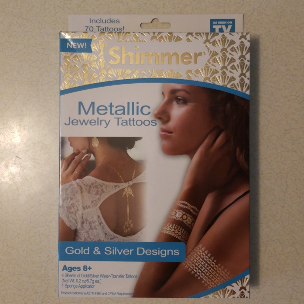 NWT Silver Gold Metallic Jewelry Tattoos Geometric